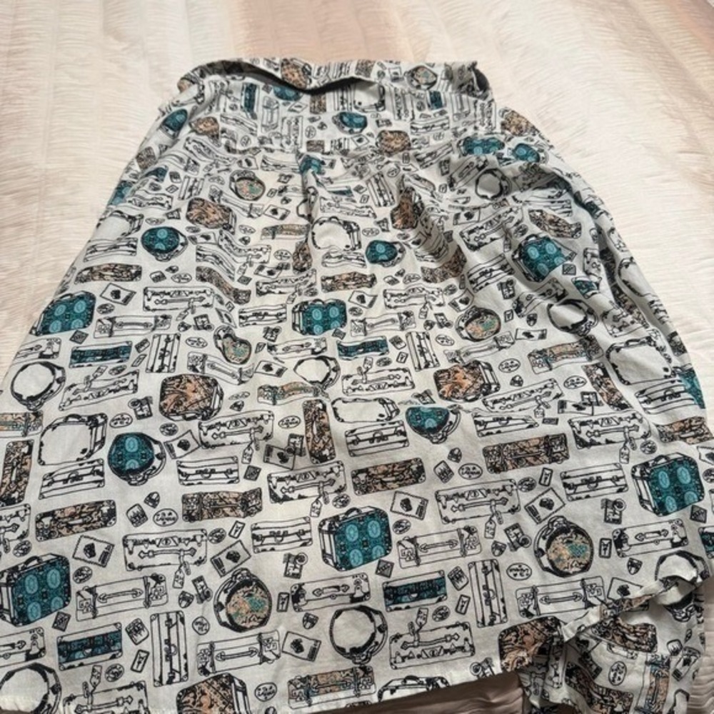 Style & Co Button Down Shirt Womens Medium Travel Print Tie Front Excellent - Picture 9 of 10